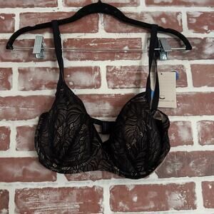 NWT ThirdLove Eco Lace Balconette Bra Black 32E (DD) Underwire Lined Sample